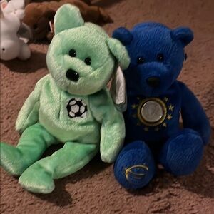 Green and Blue Plush Bear Set